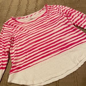 Talbots top, pink/white stripe, medium petite
